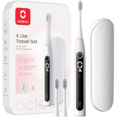 Imagen de Oclean X Lite Cepillo de dientes eléctrico, electrico inteligente, 5 Modos, 72000 Movimientos por minuto, Cepillado suplementario, 40 Días duración, Recordatorio batería baja, IPX7, Gris
