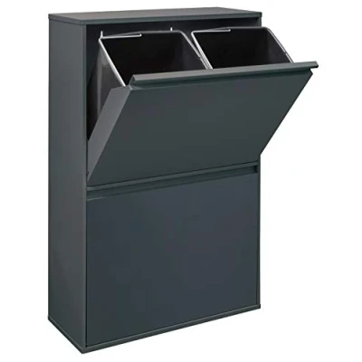 Imagen de Arregui Basic CR604 B Cubo de Basura y Reciclaje Acero 4 Compartimentos 4x17L (68L) Cubos Cocina Contenedores para Casa u Oficina antracita