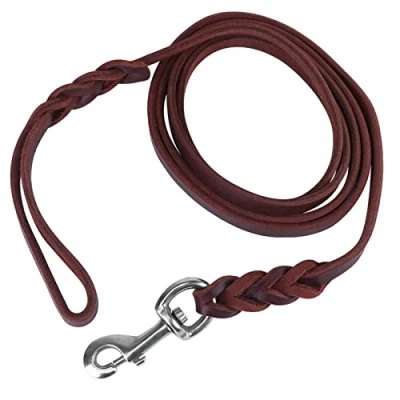 Imagen de Oumefar 3 Tipos de Correa Plomo para Perros y Mascotas Cuero Duradera Cuerda Seguridad Trenzada Entrenamiento Caminar(1.2m)
