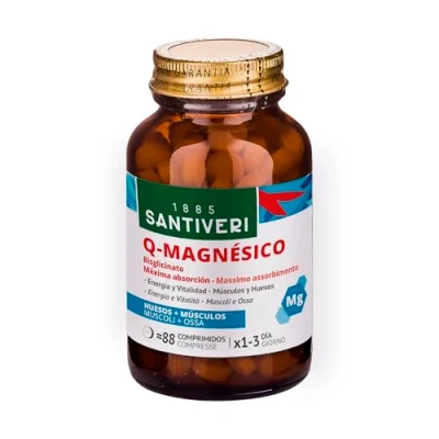 Imagen de SANTIVERI Q Magnésico , Complemento Alimenticio con Magnesio Bisciglinato, Ayuda a Disminuir el Cansancio y Contribuye al Normal Estado de Músculos, Huesos Sistema Nervioso 88 Comprimidos