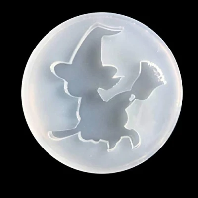 Imagen de molde para colgante de bruja Halloween, resina epoxi, silicona hacer joyas, manualidades