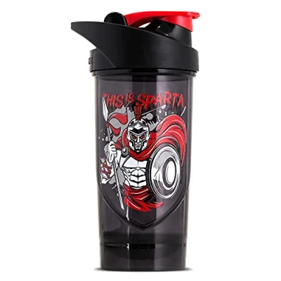Imagen de Shieldmixer Hero Pro Classic Shaker This is Sparta Botella para fitness (sin BPA, 700 ml), color negro