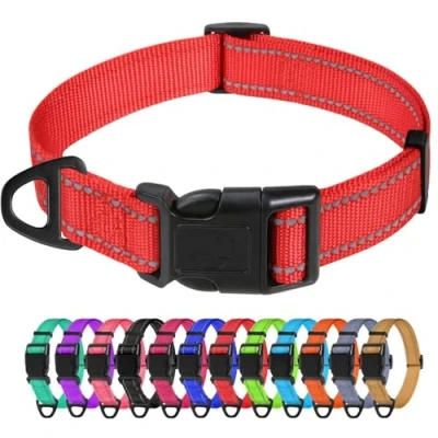 Imagen de TagME Collar Perro Ajustable,Collar Nylon Reflectante,para Caminar Correr Entrenamiento,para Perros Pequeños,Rojo,1.5cm De Ancho