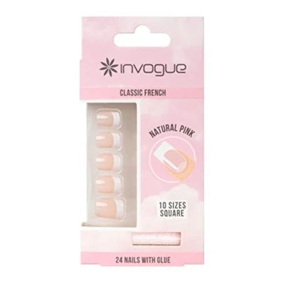 Imagen de Invogue Acrylic Square Nails French Pink (24 Pieces)