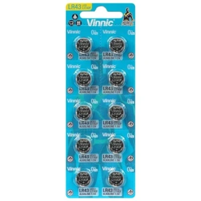 Imagen de Vinnic Pila Boton ALCALINA AG12 L1142F LR43 Blister*10