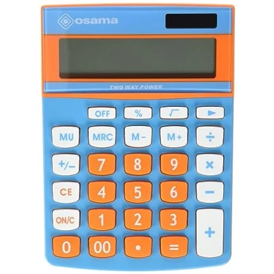 Imagen de Osama Calculadora Metal 12 dígitos Becolor Azul/Naranja