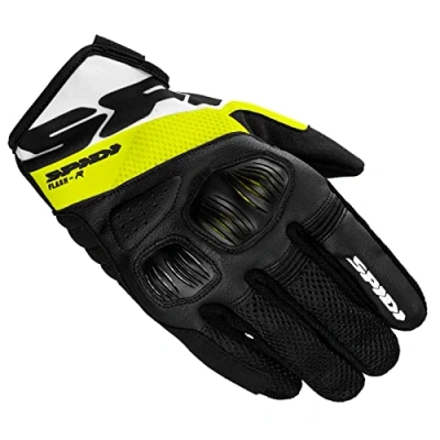 Imagen de SPIDI, Flash R Evo Guantes de moto para hombre, protectores y resistentes, impermeables antideslizantes, aptos pantalla táctil, peso 0,1 kg, color negro amarillo fluorescente, talla M