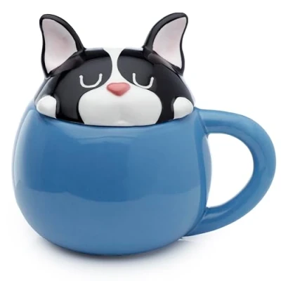 Imagen de Puckator Mug Avec Couvercle Dog Squad Chien Bulldog Français Tazas de Desayuno, Cerámica, Multicolor, único