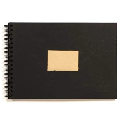 Imagen de Clairefontaine 8371C Carnet Spiralé Papier Kraft 60 Feuilles Vergé Brun A5 14,8x21 cm 90g Couverture Souple en Carte Noire Effet Cuir