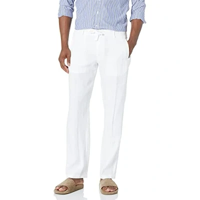 Imagen de Perry Ellis Pantalón 100% lino con cordón para hombre, Blanco brillante, 32W x 32L