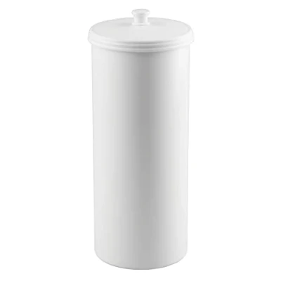 Imagen de iDesign Kent Portarrollos con tapa, compacto porta rollos de papel higiénico pie para el baño fabricado en plástico, blanco