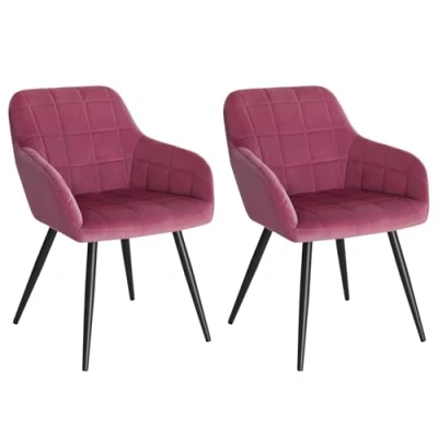 Imagen de WOLTU 2X Sillas de Comedor Nordicas Estilo Vintage Juego 2, Silla Cocina Tapizada con Reposabrazos Tapizadas en Terciopelo, Estructura Metal, Burdeos BH93bd 2