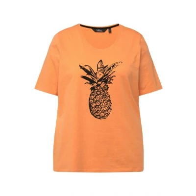 Imagen de Ulla Popken Caviar BEAD Short Sleeve Pineapple TEE Camiseta estampada, Mujer, Talla: 44/46, Apricot