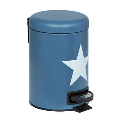 Imagen de WENKO cubo de pedal Stella Azul marino cosmética, basura con mecanismo Capacidad: 3 l, Acero, 17 x 25 22.5 cm, oscuro