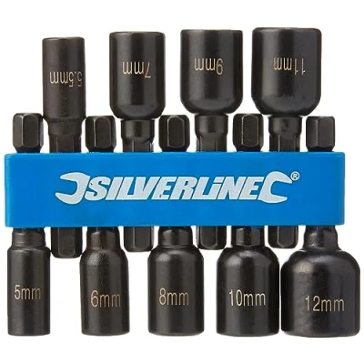 Imagen de Silverline Tools 855189 Adaptadores magnéticos para Tuercas, 0 V, Negro, 5 12mm, Set de 9 Piezas