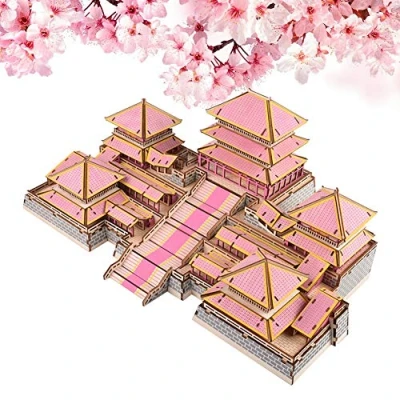 Imagen de Zerodis Rompecabezas de la casa China Madera, Kit construcción artesanía en Madera 3D DIY ensamblado Educativo Juguete Inteligente para niños