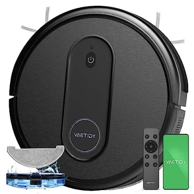 Imagen de Vactidy Robot Aspirador T7, y Fregasuelos con Potente Succión, Tanque de Agua, hasta 120mins, Control por App/Alexa/Google Home/Siri, Pelo Mascotas, Alfombra Suelo