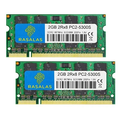 Imagen de Rasalas PC2 5300 DDR2 667 4GB Kit (2x2GB) Sodimm 5300S 1.8V CL5 RAM Memory Modules for Intel, Mac, AMD System Notebook Laptop