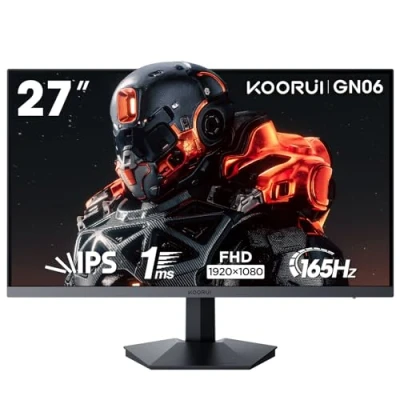 Imagen de KOORUI Gaming Monitor de 27 Pulgadas, 165Hz, FHD (1920x1080), IPS, 1ms GTG, Adaptive Sync, Compatible con VESA 75 * 75mm, DCI P3 al 90% (HDMI, DisplayPort) Negro