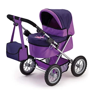 Imagen de Bayer 13012AA Design Cochecito Trendy, carrito para muñecas, bolsa, ajustable, plegable, color lila