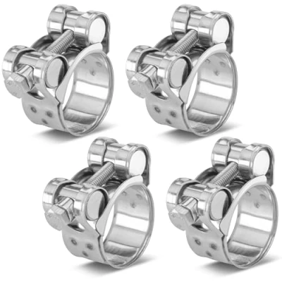 Imagen de Poppstar 4 piezas Abrazaderas de perno articulado acero inoxidable, rango sujeción 26 28mm, ancho banda 18mm, W4
