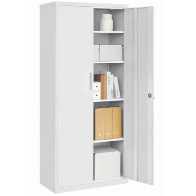 Imagen de SONGMICS Armario de Almacenamiento Acero, Multiuso, con 5 Baldas, Puertas Dobles, Cerradura, Armaio Herramientas, Baldas Ajustables, para Garaje, Estudio, Gris OMC015G01