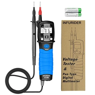 Imagen de INFURIDER Tipo de Pluma Multímetro Digital,YF 38B Medidor Voltaje Voltímetro Autorango por CA/CC, Resistencia Ohmímetro, Probador Voltios con Diodo y Prueba Continuidad(Azul)
