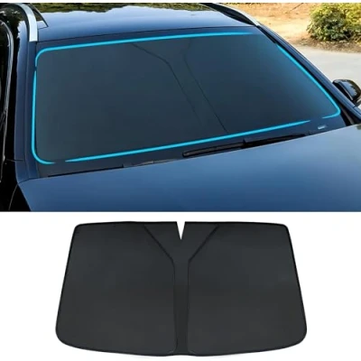 Imagen de ZFSMHLH Parasol Coche Delantero para Peugeot Partner 2000 2019 2020 2021 2022 2023 2024, Tapa Sol Delantera Quitasol Plegable Bloquea el UV Accesorios,Black