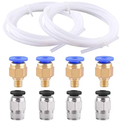 Imagen de SIQUK Tubo de teflón PTFE 2 piezas(2 metros) 4 piezas ajuste rápido PC4 M6 neumático recto M10 para conectar la impresora 3D Filamento 1.75 mm