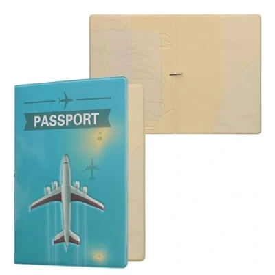 Imagen de kwmobile Set de 1x Fundas Protectoras Pasaporte Protectores con diseño Avión sobre Océano Espacio para Tarjetas