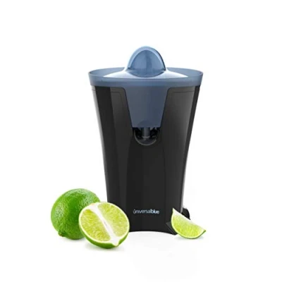 Imagen de UNIVERSALBLUE Exprimidor de Naranjas Eléctrico Vaso 2 Filtros para Zumo sin Pulpa Conos 80W Potencia Sistema Antigoteo