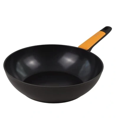 Imagen de Fackelmann Soft Wok Antiadherente 28 cm, Aluminio Forjado, Revestimiento Cerámico Greblon Libre de PFA, Apta para Inducción, Vitro, Gas y Horno, Mango Suave con Silicona Resistente al Calor, 1 ud.