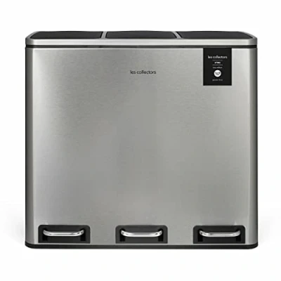 Imagen de Les Collectors Papelera de reciclaje pedal N982, Acero inoxidable, 54 L, 3 compartimentos 18L, Resistente, Cocina, Cubos extraíbles, Reciclaje, Clasificación selectiva, Cierre silencioso