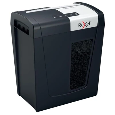 Imagen de Rexel Secure MC6 Whisper Shred Destructora de Papel con Microcorte P5, 6 Hojas, Papelera Extraíble 18 L, Silenciosa y Compacta, 2020130
