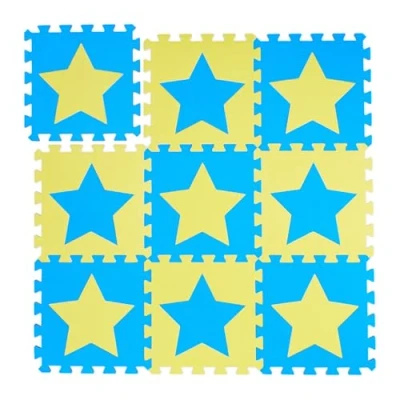 Imagen de Relaxdays Alfombra Puzle Bebé, 9 Piezas, Goma EVA, Colchoneta Niños, sin Sustancias Nocivas, Suelo Juego, Azul/Amarillo, Color, Set de (10031428_1260)