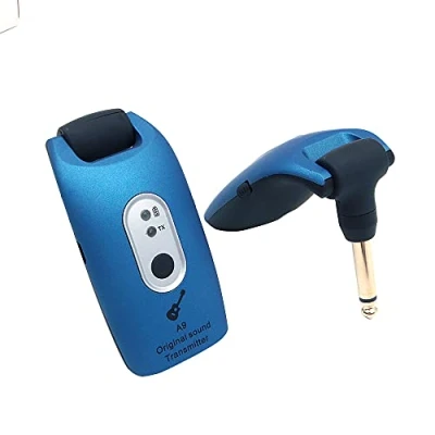 Imagen de Alnicov A9 Sistema inalámbrico de transmisión y recepción 2,4 GHz para guitarra eléctrica, bajo o violín color azul
