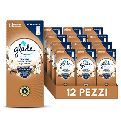 Imagen de Glade Touch &amp; Fresh Recambio para ambientadores Mini Spray, aroma de sándalo Bali y jazmín, tamaño repuesto 12 recargas, 10 ml