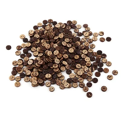 Imagen de 400 botones de costura concha coco marrón natural, 2 agujeros, accesorios decoración para álbumes recortes, 10 mm