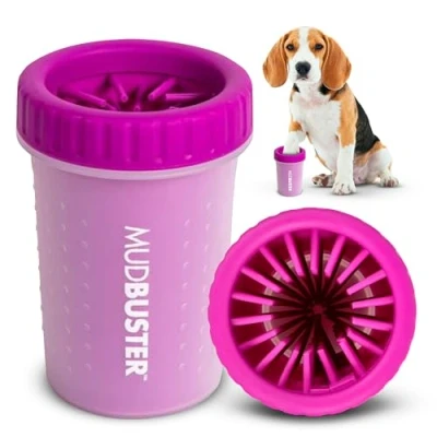 Imagen de Dexas MudBuster Limpiador portátil para patas de perro, tamaño mediano (paquete 1), color fucsia