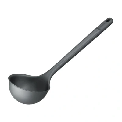 Imagen de Zyliss cucharón grande, paja de trigo sostenible/nailon, sopa para cocinar y servir con cabezal silicona resistente al calor, color gris beluga, 31 cm x 9 cm, apto lavavajillas