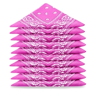 Imagen de Karl Loven EL BANDANA Lote de bandanas 100% Algodon primera calidad Paisley Panuelo Cabeza Cuello Bufanda Juego 10 Rosa