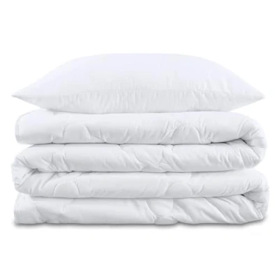 Imagen de Amazinggirl Edredón nórdico de Invierno 140 x 200 cm edredones Manta para Dormir Acolchado cálido Blanco Microfibra Conjunto: con Almohada 80X80