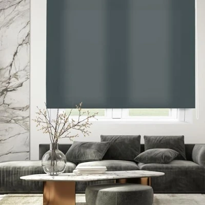 Imagen de Blindecor Ara Estor enrollable translúcido liso Gris azulado, 100 x 175 cm (ancho por alto) Tamaño de la Tela 97 170 Estores para ventanas