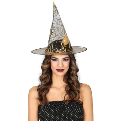 Imagen de Fiestas GUIRCA Sombrero de Bruja Transparente (Talla Única) Gorro para Disfraz en Halloween y Disfraces Accesorio Ideal Mujer Adulta Negro