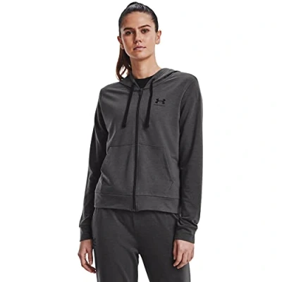 Imagen de Under Armour Rival Terry Sudadera con Capucha y Cremallera Tops de Forro Polar, Jet Gray, L para Mujer