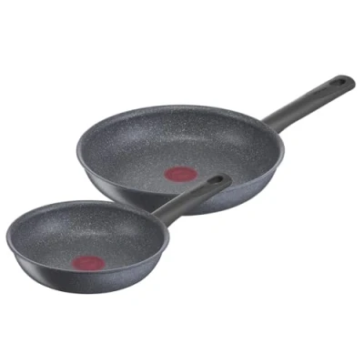 Imagen de Tefal Natural On Juego 2 sartenes 20 y 26 cm con revestimiento mineral muy resistente, Thermo Signal, Fusion, forma profunda, apto todo tipo de cocinas, inducción, para horno, sin PFOA