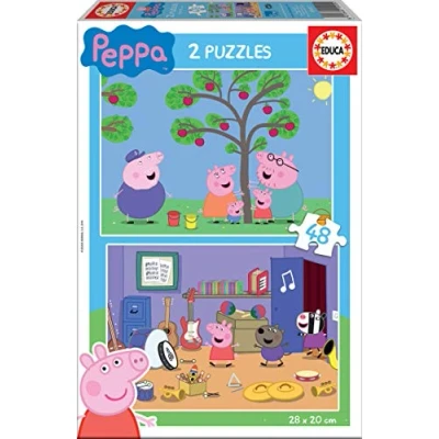 Imagen de Educa Peppa Pig. Set de 2 Puzzles Infantiles con 48 Piezas. Medida aproximada una Vez montados: 28 x 20 cm. Compuesto por Grandes Piezas Perfectamente acabadas. A Partir 4 años (15920)