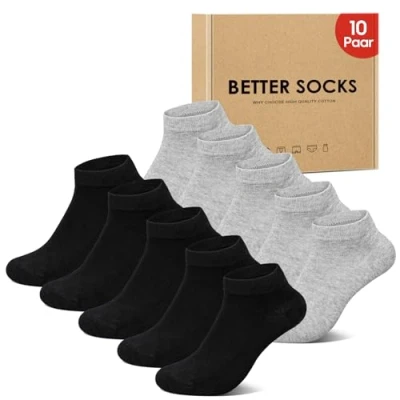 Imagen de IceReco 10 Pares Calcetines Deporte Hombre Tobilleros Mujer Verano Cortos Algodon Deportivos Bajos Invisibles Antiampollas Pinkies Running Finos Ciclismo 43 46 Negro Gris