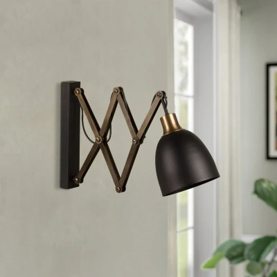 Imagen de Lámpara de pared Krasiva acordeón Metal Negro y Oro Antiguo Menzzo