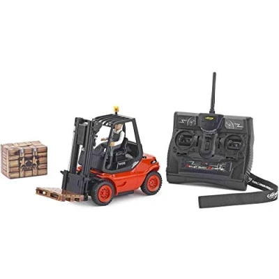 Imagen de Carson 500907093 1:14 Carretilla elevadora Linde 2.4G 100% RTR vehículo de Control Remoto, utilitario, Funciones luz y Sonido, Incluye baterías transmisor